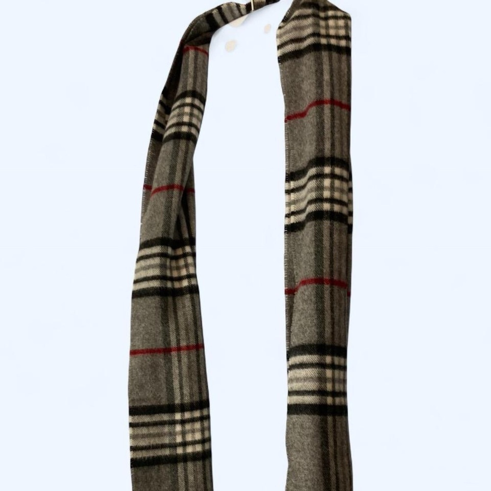 Grey and red plaid scarf Cashmink - Picture 2 of 4